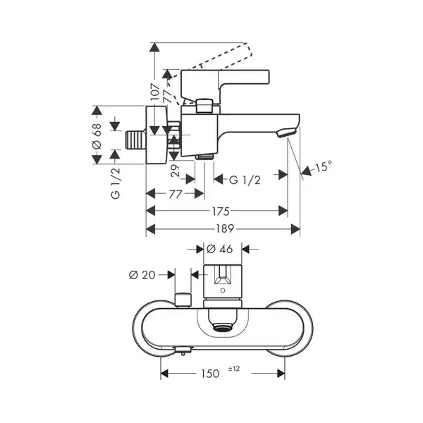 Hansgrohe Metris S Змішувач для ванни, хром (31460000)