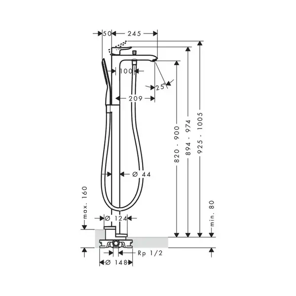 Hansgrohe Metris Змішувач для ванни, хром (31471000)