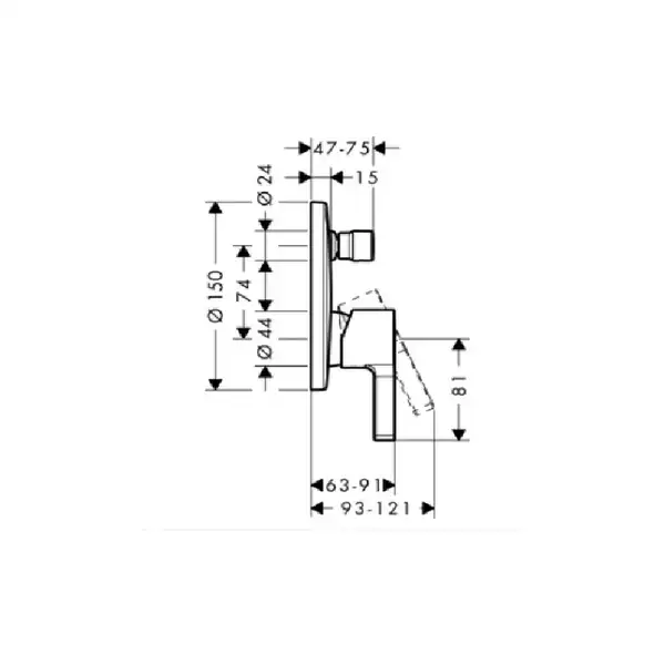 Смеситель для ванны Hansgrohe Metris E (цвет - хром) (31475000) фото 2 Aquada.com.ua