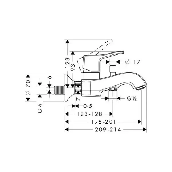 Смеситель для ванны Hansgrohe Metris Classic (цвет - шлифованный никель) (31478820) фото 2 Aquada.com.ua