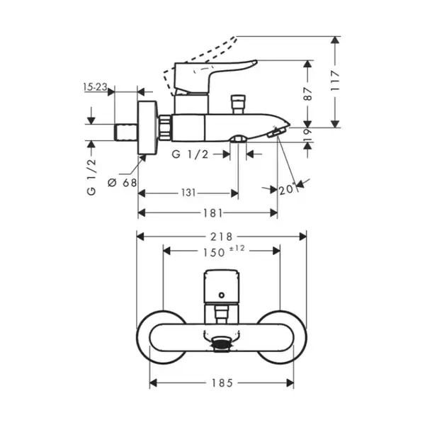 Hansgrohe Mertis Змішувач для ванни, хром (31480000)