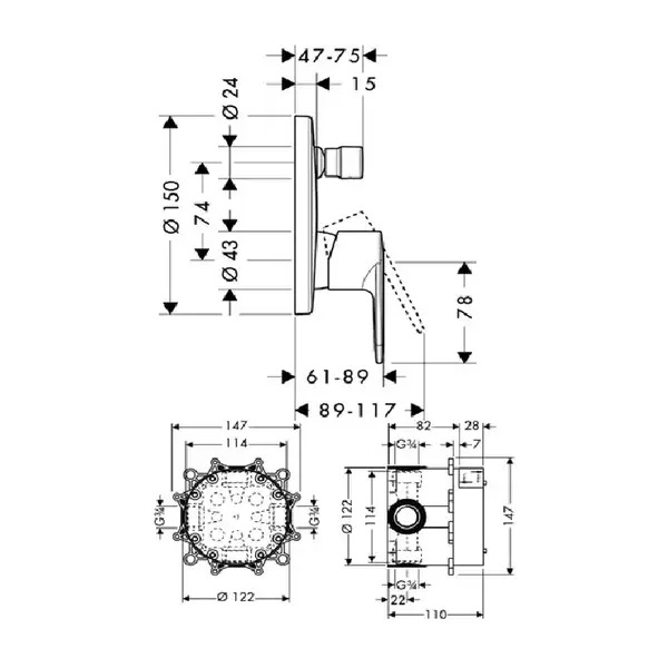 Смеситель для ванны, однорычажный Hansgrohe Talis E2 (цвет - хром) (31645000) фото 2 Aquada.com.ua