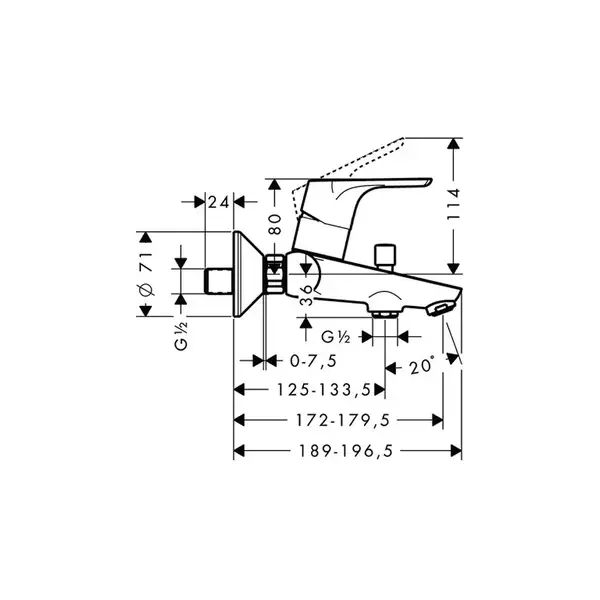 Смеситель для ванны Hansgrohe Focus E2 (цвет - хром) (31948000) фото 3 Aquada.com.ua