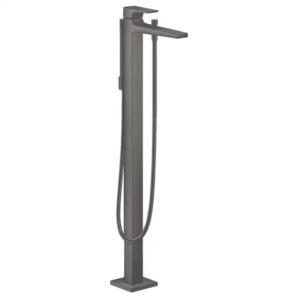 Смеситель для ванны напольный Hansgrohe Metropol (цвет - чёрный матовый хром), с душевым гарнитуром (32532340) фото 1 Aquada.com.ua