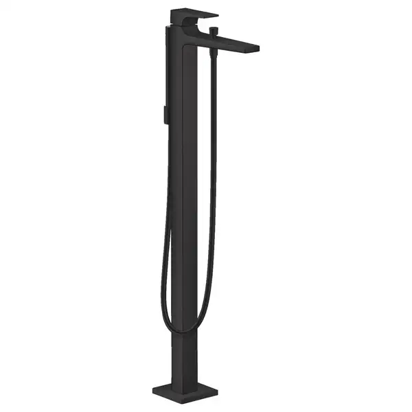 Смеситель для ванны напольный Hansgrohe Metropol (цвет - чёрный матовый), с душевым гарнитуром (32532670) фото 1 Aquada.com.ua