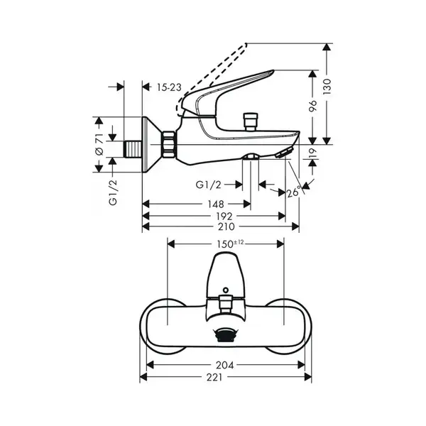 Hansgrohe Novus Змішувач для ванни, хром (71040000)