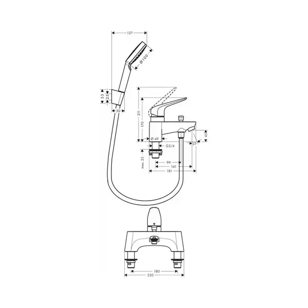 Змішувач для ванни Hansgrohe Novus (71044000)