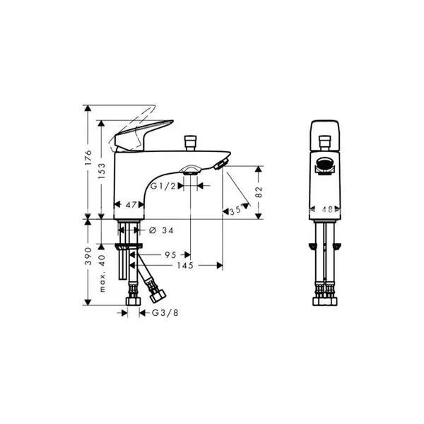 HANSGROHE Смеситель на борт ванны с переключателем на душ Logis Monotrou (71312000) фото 2 Aquada.com.ua