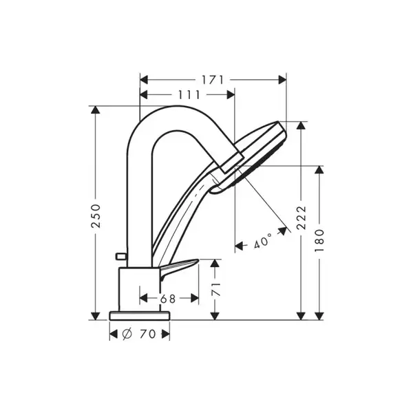 Смеситель на борт ванны Hansgrohe Logis (цвет - хром) (71313000) фото 2 Aquada.com.ua