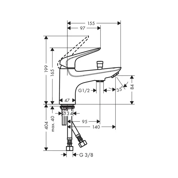 HANSGROHE Смеситель для ванны/душа, однорычажный Novus (71321000) фото 2 Aquada.com.ua