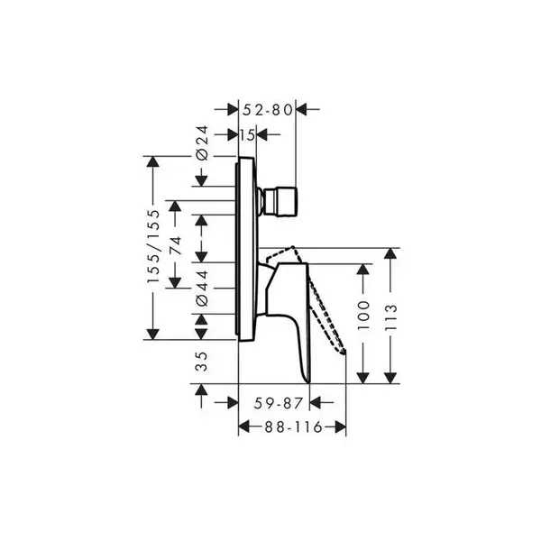 Hansgrohe Talis E Змішувач для ванни/душа, хром (71745000)