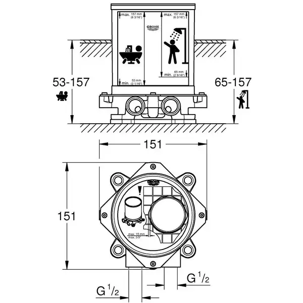 Grohe Встраиваемая часть напольного смесителя (45984001)
