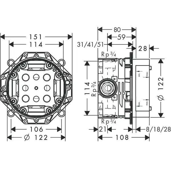 Hansgrohe Axor Ibox Universal, скрытая часть (01700180)
