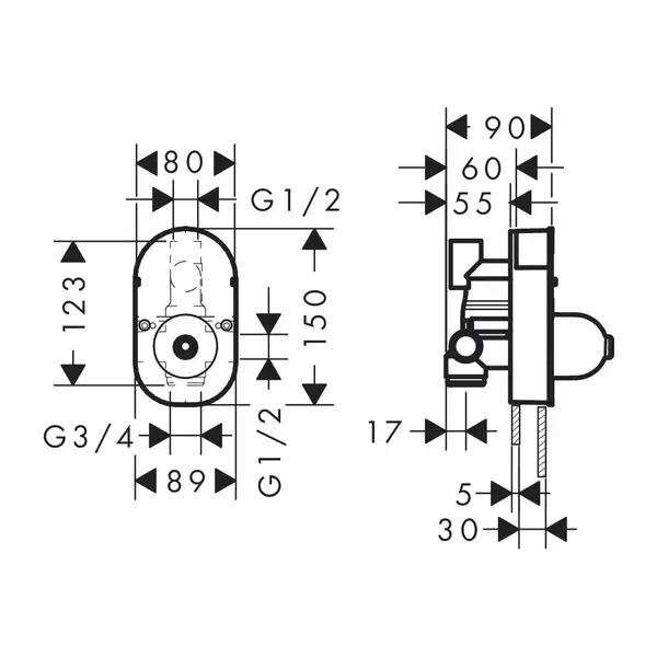 HANSGROHE Cкрытая часть смесителя для 31746000 Focus S (31741180) фото 2 Aquada.com.ua