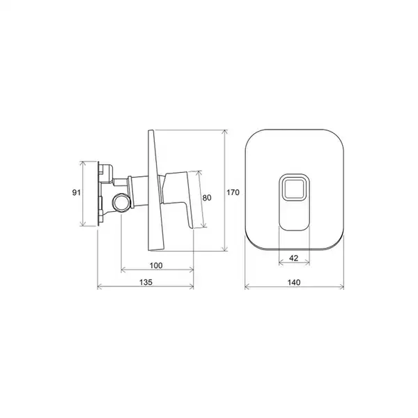 Смеситель скрытого монтажа ванна/душ для R-box Ravak 10° (X070070) фото 2 Aquada.com.ua