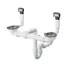 Сифон з переливом для мийки Hansgrohe D15-10 на 2 чаші, сталевий (43922800)