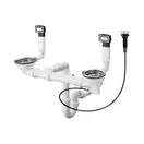 Сифон з переливом для мийки Hansgrohe D15-11 Automatic на 2 чаші, сталевий (43932800)