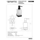 Настінний дозатор для рідкого мила (скло) 135009040 Nero Bemeta Чехія