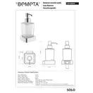 Настінний дозатор для рідкого мила (скло) 139109042 Solo Bemeta Чехія