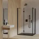 душова кабіна Omnires Manhattan 90x100 безпечне скло чорний матовий (MH1090BLTR)