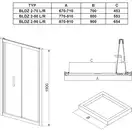 Душові двері двохелементні BLDZ2-80 Transparent, RAVAK (X01H40C00Z1)