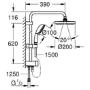 Душова система Grohe New Tempesta Rustic System 200, хром (27399001)
