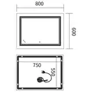 Дзеркало Mixxus Premium QUADRO MR20-80x60-Reverse з Led Touch, Anti-fog, димером, регулятором яскра (MP6619)