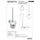 104113012 Omega Туалетна щітка біла з підвісним тримачем(скло), Bemeta (104113012)