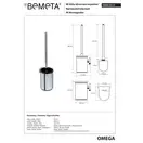 104913117 Omega Туалетна щітка чорна з підвісним тримачем(метал), Bemeta (104913117)