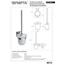 132113012 Beta Туалетна щітка біла з підвісним тримачем(скло), Bemeta (132113012)