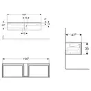 Тумба под раковину с двумя выдвижными ящиками Geberit Xeno² 1595 х 473 мм, серый матовый (500.346.00.1) фото 3 Aquada.com.ua