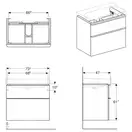 Geberit SMYLE Square тумба 73,4*61,7*47см, под умывальник, с 2мя ящичками, белый глянец (500.353.00.1)