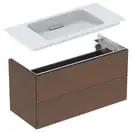 Шафка з умивальником Geberit ONE, 2 ящики, з укороченим вильотом, чорний горіх/натуральний шпон (500.385.00.1/500.395.01.1) (500.385.00.1_500.395.01.1)