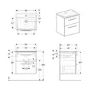 Geberit SELNOVA Square комплект: умывальник встроенный Slim Rim, с тумбой 58,8*50,2см, с 2мя ящиками, цвет белый глянец (501.236.00.1)
