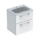 Geberit SELNOVA Square комплект: умывальник встроенный Slim Rim, с тумбой 58,8*50,2см, с 2мя ящиками, цвет белый глянец (501.236.00.1)