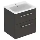 Тумба с раковиной Geberit Selnova Square slim rim 60 см, лава матовая (501.237.00.1)