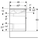 Тумба с раковиной Geberit iCon slim rim 60 см, корпус и фасад - белый глянец / ручки - хром глянец 502.335.01.2