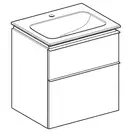Тумба с раковиной Geberit iCon slim rim 60 см, корпус и фасад - белый глянец / ручки - хром глянец 502.335.01.2