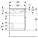 Тумба с раковиной Geberit iCon slim rim 90 см, корпус и фасад - белый мат / ручки - белый мат 502.337.01.3