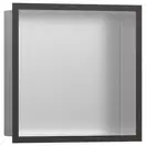 Настенная ниша из матовой нержавеющей стали с дизайнерской рамкой Hansgrohe XtraStoris Individual 30 х 30 х 10 см, матовый чёрный хром (56097340) фото 1 Aquada.com.ua