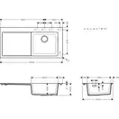 Кухонна мийка Hansgrohe S51 S514-F450 Built-in sink з лівим крилом 1050х415, сoncretegrey (43314380)