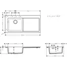 Кухонна мийка Hansgrohe S5110-F450 1050х510 поличка праворуч, Stonegrey (43330290)