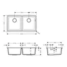 Кухонна мийка Hansgrohe S510-U770 під стільницю 820х450 дві чаші 370/370, Stonegrey (43434290)
