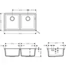 Кухонна мийка Hansgrohe S510-U770 під стільницю 820х450 на дві чаші 370/370, Concretegrey (43434380)