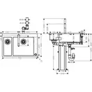 Кухонна мийка Hansgrohe C71-F655-09 Сombi 755x500 на 2 чаші 180/450 із змішувачем 2Jet Sbox, Chrome (43206000)