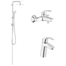 Набор смесителей для ванны 3-в-1 Grohe Eurosmart (цвет - хром) (123389М) фото 1 Aquada.com.ua