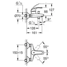 Набор смесителей для ванны 3-в-1 Grohe Eurosmart (цвет - хром) (123389М) фото 7 Aquada.com.ua