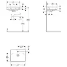 Маленькая (мини) раковина Geberit Smyle Square 45 х 36 х h16 см, с асимметричным переливом (500.222.01.1) фото 3 Aquada.com.ua