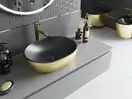 Умывальник (раковина) MEXEN VIKI BLACK BRUSHED GOLD накладной (MEX-21054877)