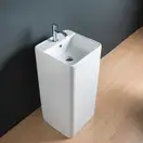 Nic-Design Умивальник окремо стоячий Nic Design Semplice 40х40х85 см з отвором під змішувач, злив у стіну, чорний глянець (001371008)